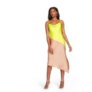 NWT CUSHNIE for Target Women's Two-Tone Slip Dress - Lime Green/Tan